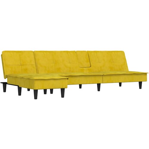 Maison Chic Raztegljiv kavč - Raztegljivi divan L oblike rumen 255x140x70 cm žamet, (21729362) Cene