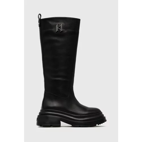 Karl Lagerfeld Usnjeni elegantni škornji Danton ženski, črna barva