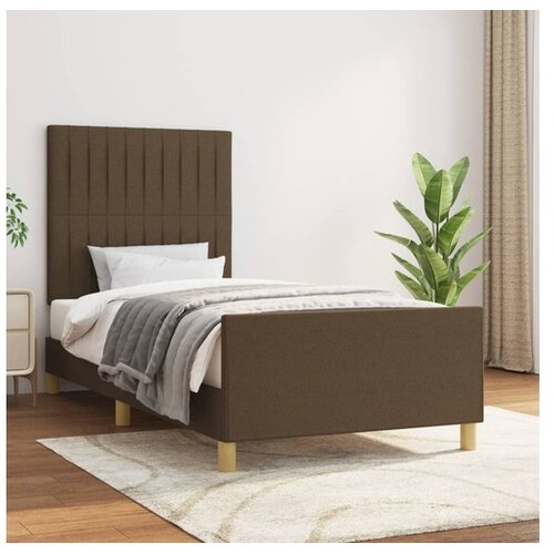 Posteljni okvir z vzglavjem temno rjav 90x200 cm blago Cene