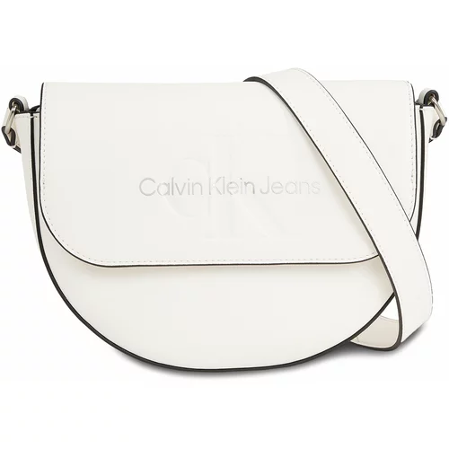 Calvin Klein Jeans Ročna torba Sculpted Saddle Bag22 Mono K60K611223 White/Silver Logo 0LI