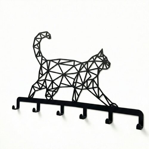 Wallxpert metalni zidni čiviluk 3011, geometrijska mačka u hodu, 60 x 38 cm, crni Slike