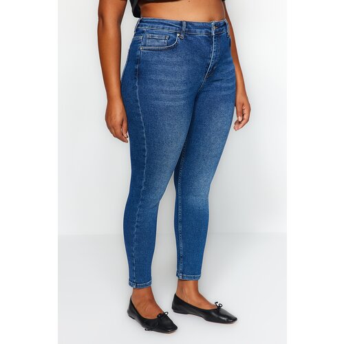 Trendyol Curve Navy Blue High Waist Flexible Skinny Jeans Slike