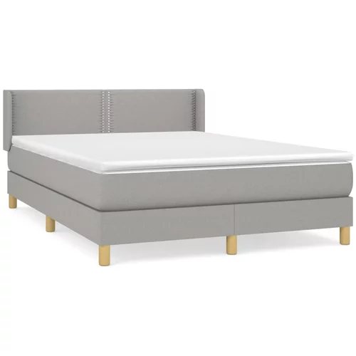 vidaXL Box spring posteljni z vzmetnico svetlo siv 140x190 cm blago, (20736496)