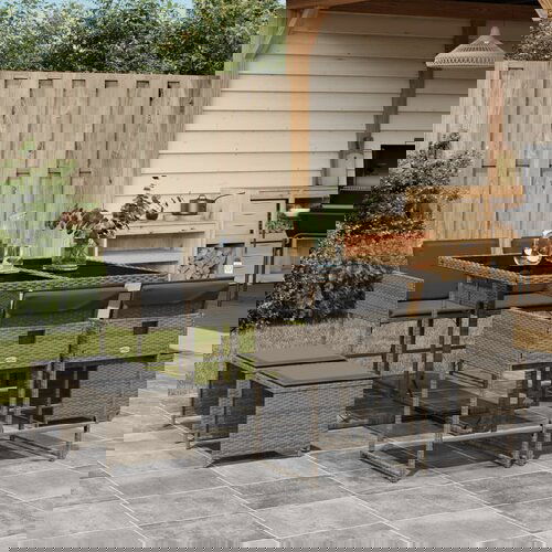  The Living Store Vrtna jedilna garnitura 9-delna z blazinami siv poli ratan - Vrtna Jedilna Garnitura, (21467936) Cene