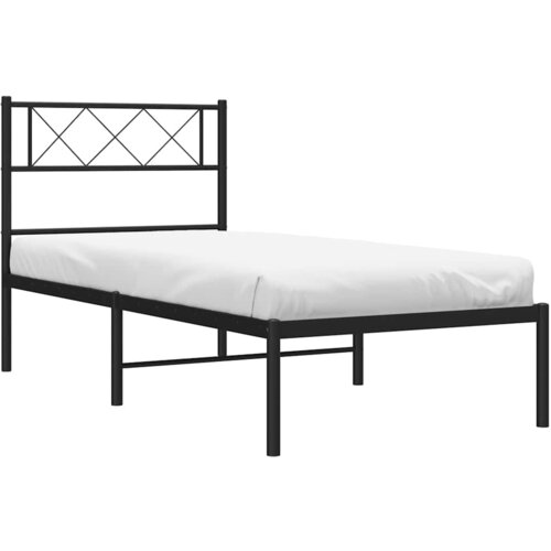  Metalni okvir za krevet s uzglavljem crni 100x190 cm Slike