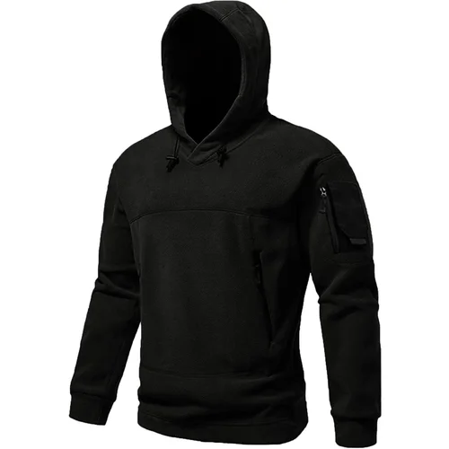 Dewberry 60343 Warm Outdoor Hooded Mens Fleece-BLACK