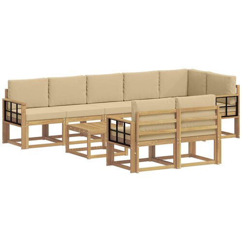 vidaXL Zunanja garnitura za sedenje 9 pcs Bela in bež Poliester, (5000280475) Cene