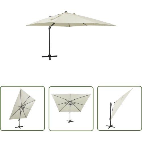  The Living Store Vrtni senčnik z LED lučkami peščen 300 cm - Previsni Senčnik, (21742583) Cene