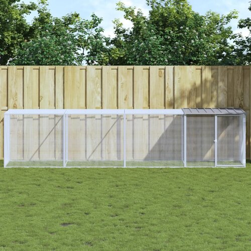 VidaXL Kavez za koko&amp;scaron;i s krovom svjetlosivi 403x98x90 cm čelični Slike