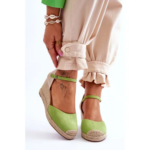 Kesi Suede Espadrilles wedge sandals Green Cammer