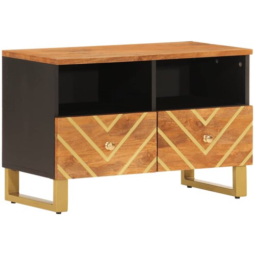 Maison Chic TV omarica - TV stojalo - Televizijska omarica rjava in črna 70x33,5x46 cm trden mangov les, (21701174) Cene