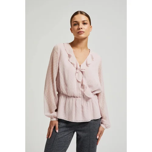 Moodo Women's shirt with ruffles - pink