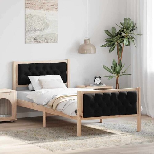  Okvir za krevet s uzglavljem Crna 90 x 200 cm tkanina Cene