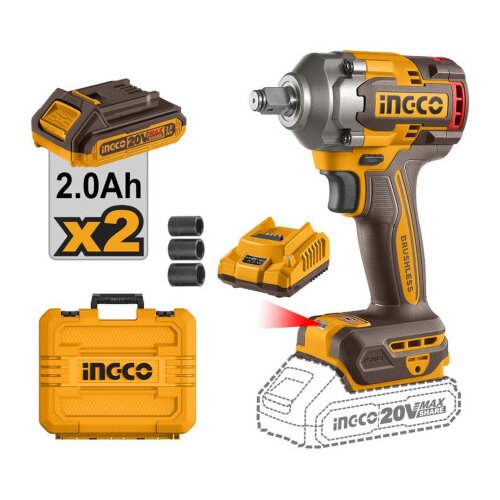 INGCO TOOLS Čekić pneumatski 20V 2x2.0Ah i punjačem CIWLI2040E sa kutijom Slike