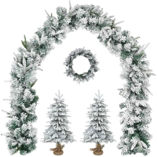 Mini božićno drvce 45 cm PVC i PE Zelena i bijela - Bijela 45 cm bez LED svjetala Slike