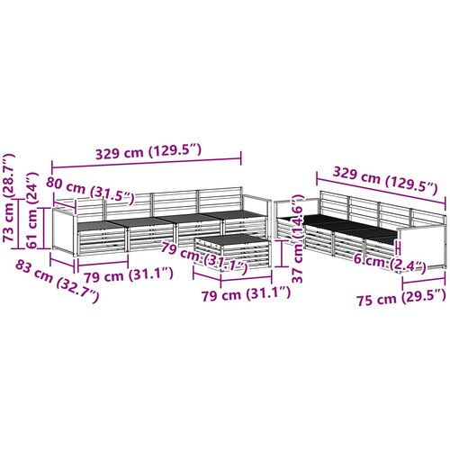  Set vanjskih sofa 9 kom. Prirodna Čvrsto drvo akacije Slike