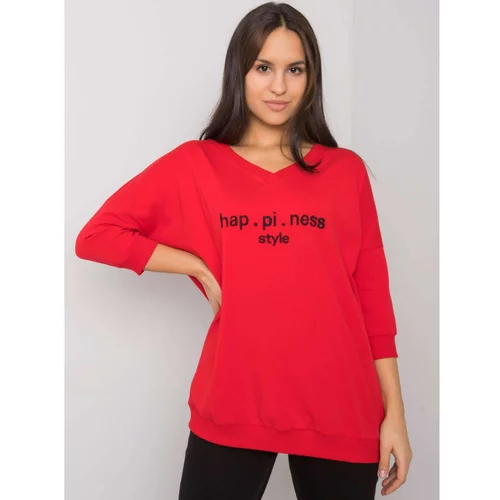 Fashion Hunters Red sweatshirt with the inscription Jolanda RUE PARIS