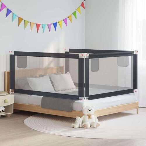  Sigurnosna ograda za dječji krevet tamnosiva 180x25 cm tkanina Slike