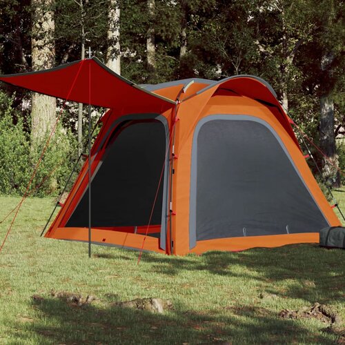 VidaXL &amp;Scaron;otor za kampiranje za 4 osebe siv oranžen 240x221x160 cm 185T Slike