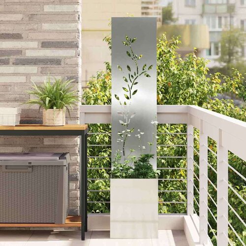 vidaXL Privatnost u vrtu Cvjetni Srebrno 32 x 140 cm Pocinčani čelik Cijene