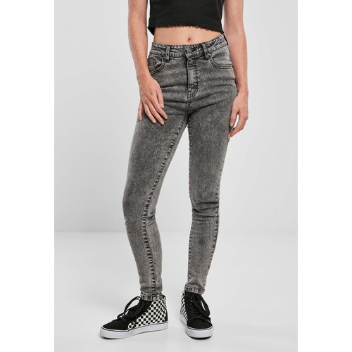 Urban Classics Women's Skinny High Waisted Jeans - Black Cene