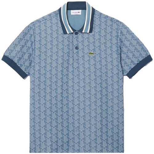 Lacoste Classic Fit Monogram Jacquard Polo Shirt Blue Plava Slike