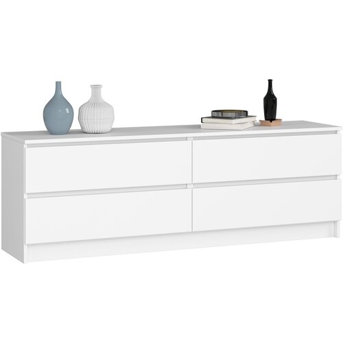 AKORD Komoda, 4 Predali, Bela, (5000332109) Slike