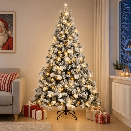  Umjetno božićno drvce s nogom 240 cm 300 LED lampica - Bijela 240 cm s LED svjetlima Cene
