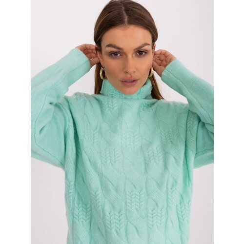 Fashion Hunters Mint knitted turtleneck sweater Slike