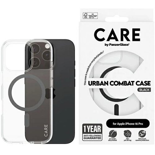 PanzerGlass CARE BY FLAGSHIP OVITEK ZA IPHONE 16 PRO 6.3 ČRN ZA MAGSAFE, (21898001) Cene