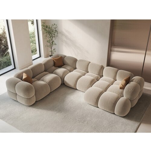 Cosmopolitan Design Bež bar&amp;scaron;unasti kutna garnitura (s lijevim kutom/u obliku slova &amp;quot;U&amp;quot;) Loretto &amp;ndash; Slike
