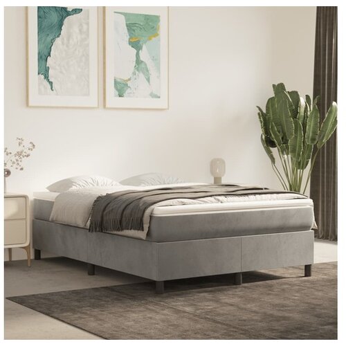  Box spring postelja z vzmetnico svetlo siv 140x190 cm žamet Cene
