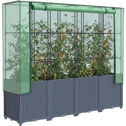 VidaXL Povi&amp;scaron;ena gredica s pokrovom za staklenik 160 x 40 x 153 cm Slike