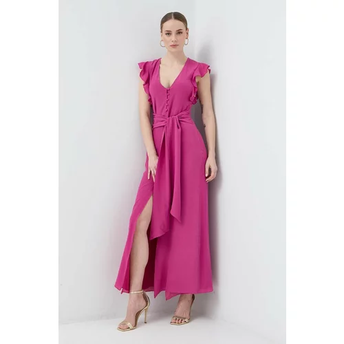 Patrizia Pepe Svilena obleka roza barva