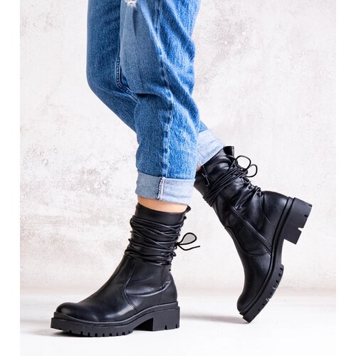 Gemre Black eco-leather ankle boots Sahera Cene
