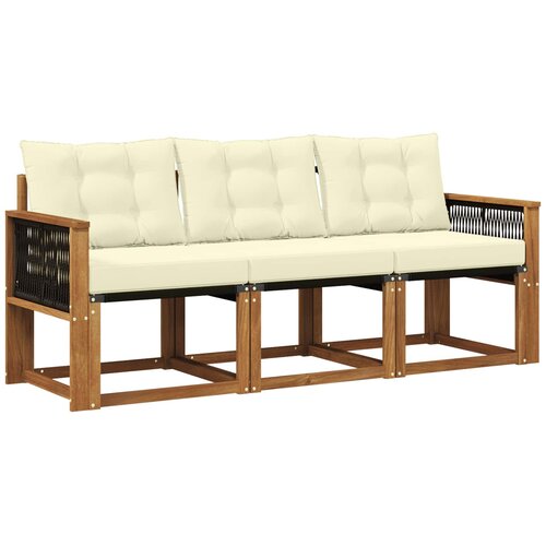 vidaXL Zunanja garnitura za sedenje z blazino 3 pcs Naravna in smetana, (5000273560) Cene