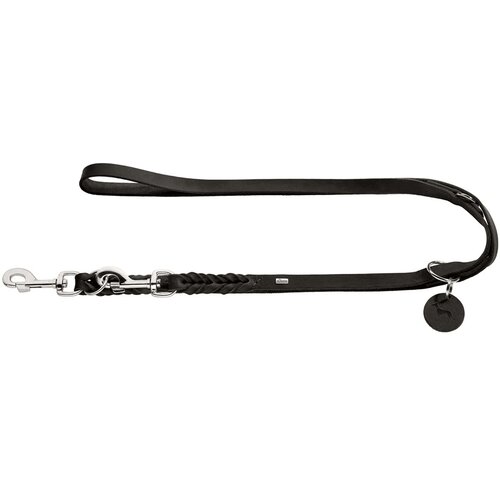 Hunter povodec nastavljiv Solid Education 13 mm/200 cm, usnje črna Cene