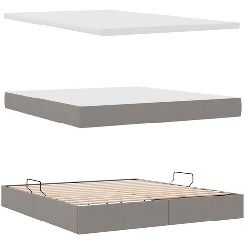  LED krevet za pohranu s madracem Sivosmeđa 180 x 200 cm Tkanina Slike