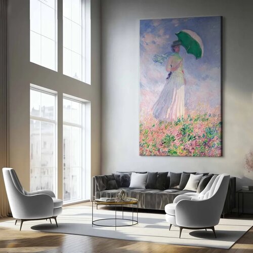  XXL slika - Claude Monet &amp;ndash; Woman with a Parasol facing right 107x160 Slike