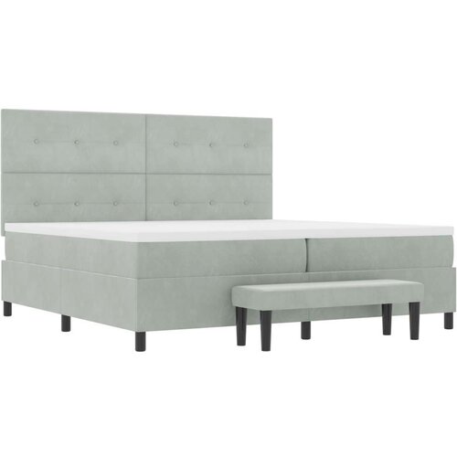  Krevet s Box Springom madracem i klupicom svjetlosive boje 200x200 cm bar&amp;scaron;un Slike