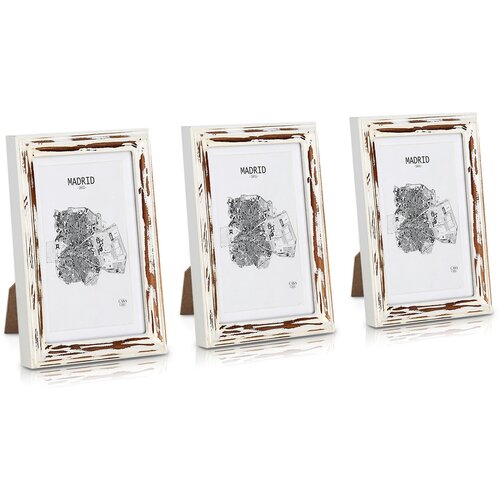 Casa Chic Lancaster, okviri za slike, pravokutni, set od 3 okvira, fotografije 17 x 12 cm, nosač, drvo Slike