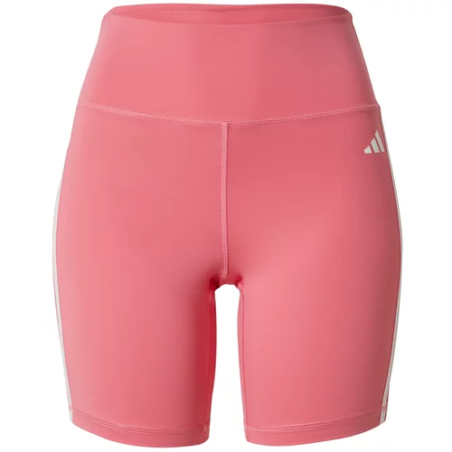 Adidas Sportske hlače 'Essentials 3-Stripes High-Waisted' roza / bijela