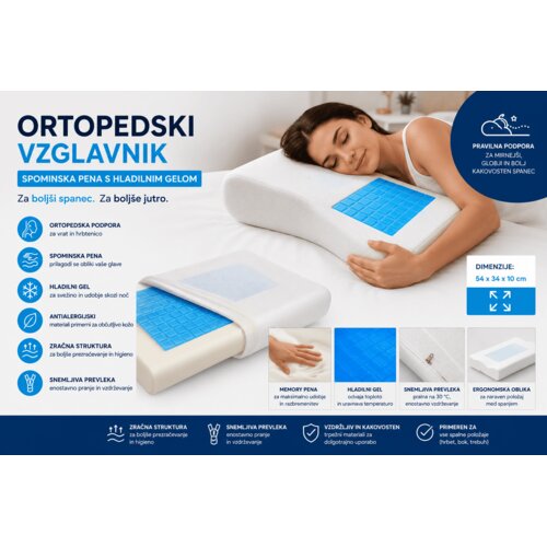  Ortopedski vzglavnik iz spominske pene s hladilnim gelom &amp;ndash; antialergijski vzglavnik za vrat in hrbtenico Slike