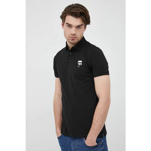 Karl Lagerfeld Polo majica za muškarce, boja: crna, s aplikacijom