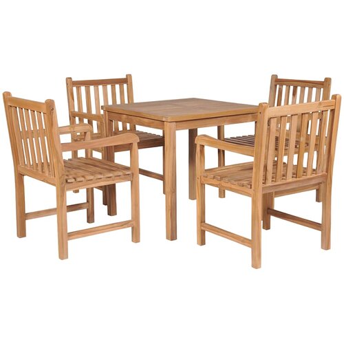  5-dijelni vrtni blagovaonski set od masivne tikovine Smeđa Dužina stola 80 cm Cene
