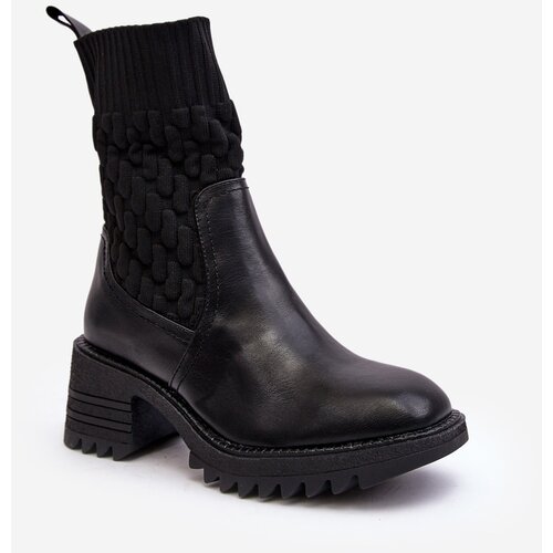 Kesi Women's boots with chunky heels and sock black Briogen Cene