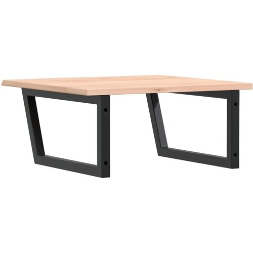  Zidna polica za umivaonik od čelika i masivne hrastovine Smeđa 60 x 60 x 2 cm Slike