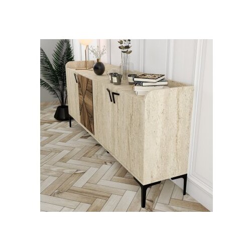 Hanah home komoda venedik walnut travertine Slike