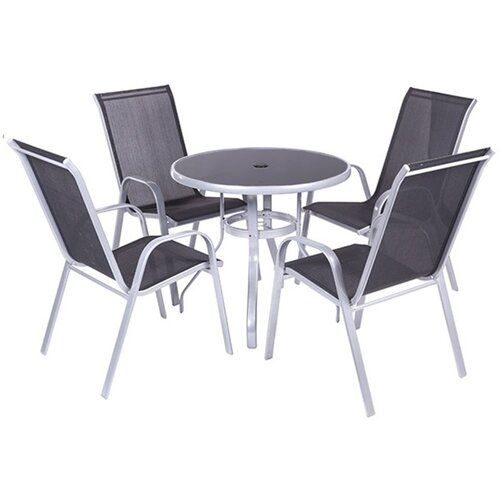  baštenska garnitura sto sa sivim staklom + 4 stolice como Cene