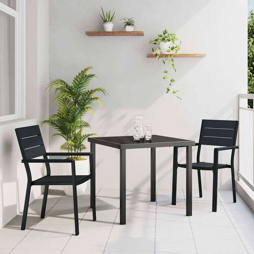  3-delna vrtnica jedilna garnitura Črna HDPE, (22086745) Slike